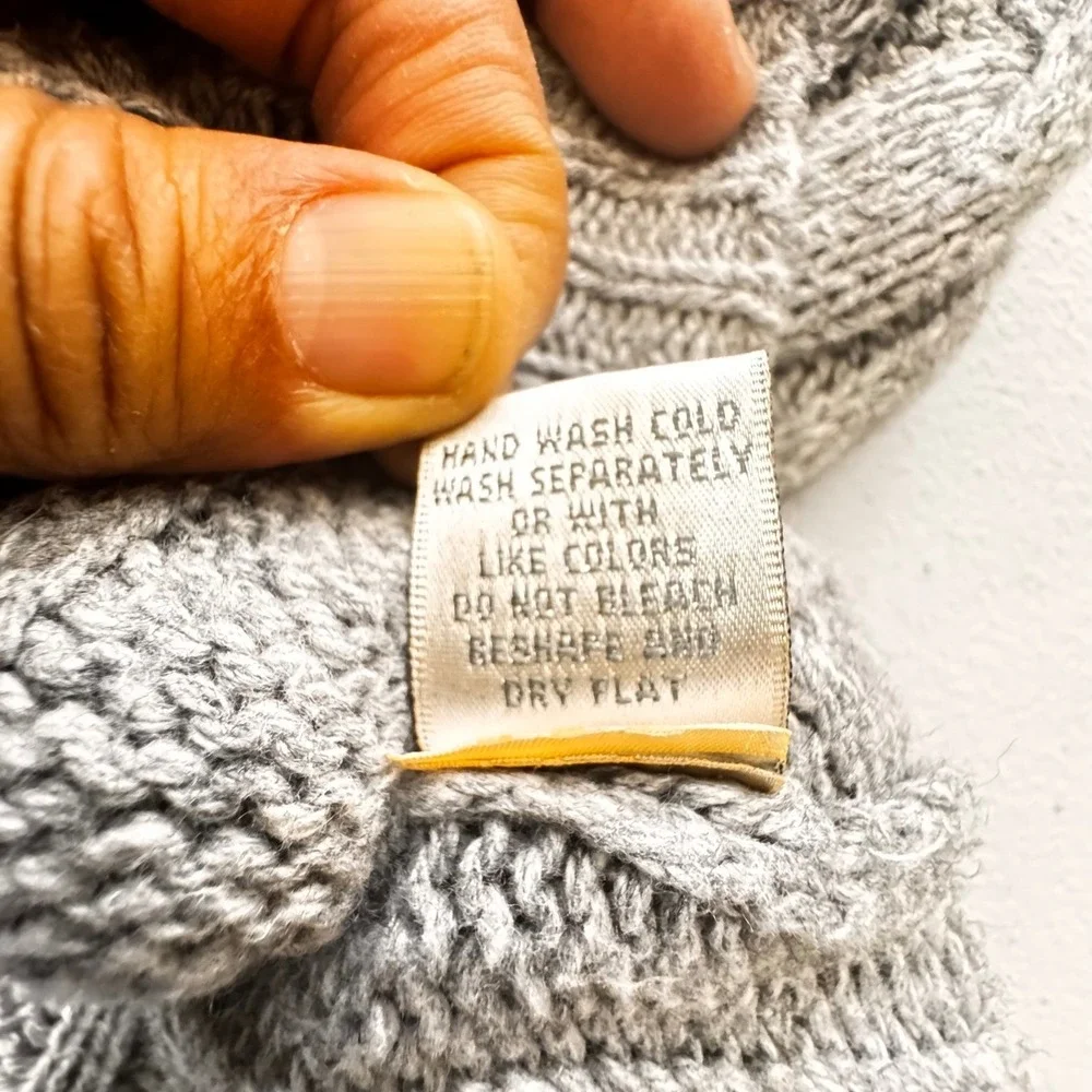 Y2K Between Me & You Womens Gray Cable Knit Hooded Cardigan Sweater Sz L baydoll